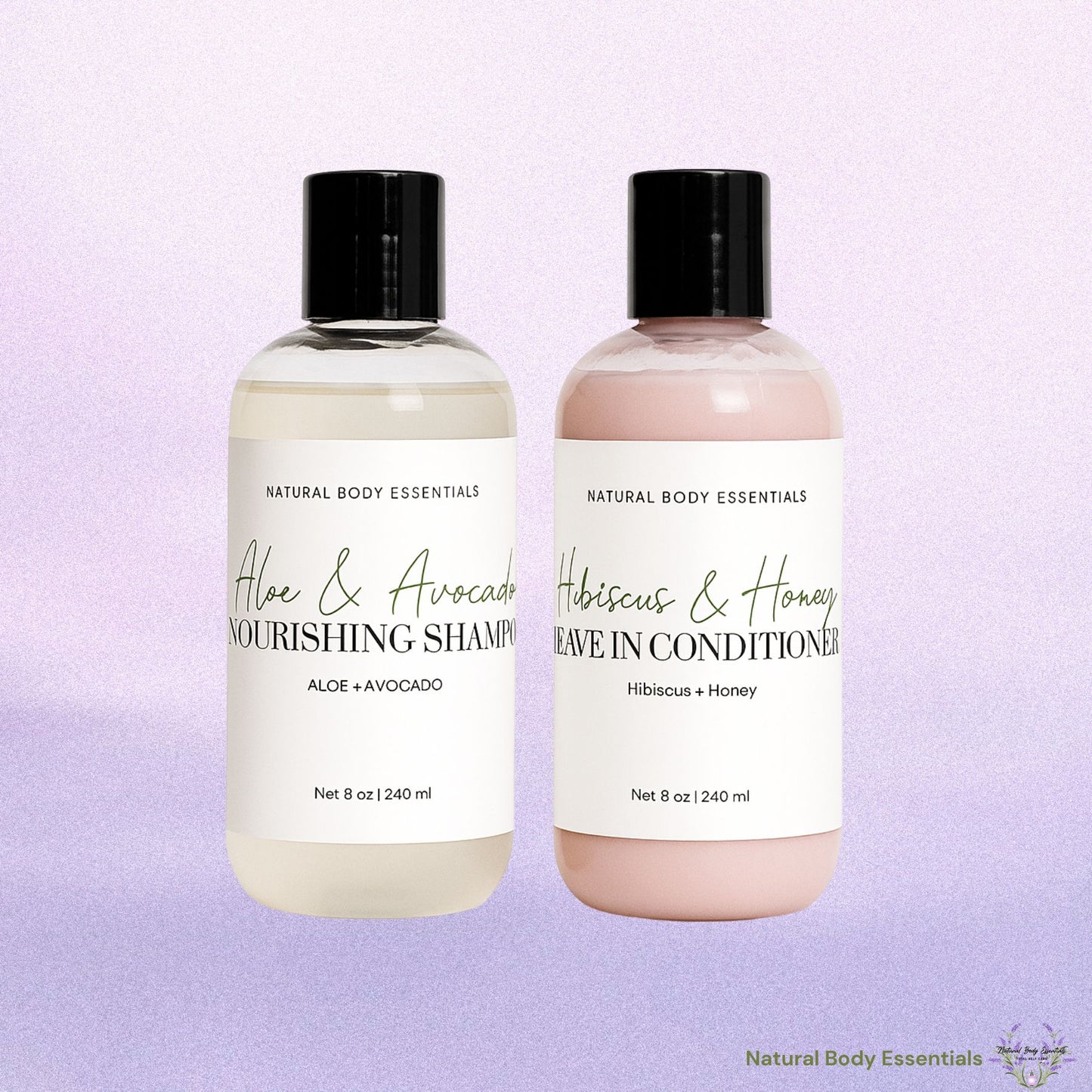 Nourishing Botanical Aloe and Avocado Shampoo & Hibiscus & Raw Honey Leave In Conditioner - Hair Care Bundle