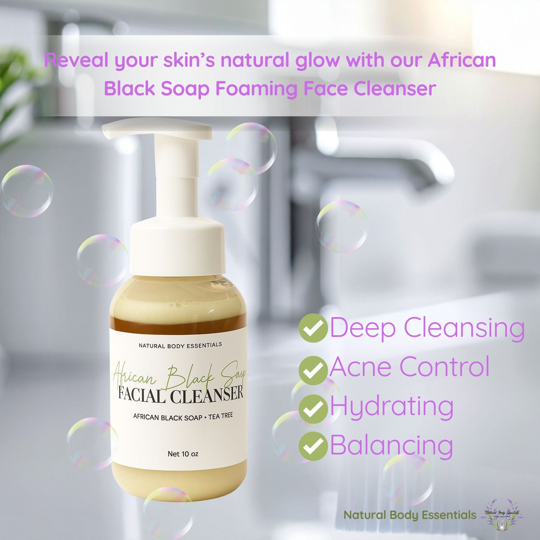 African Black Soap Daily Botanical Facial Cleanser with Tea Tree Oil ...