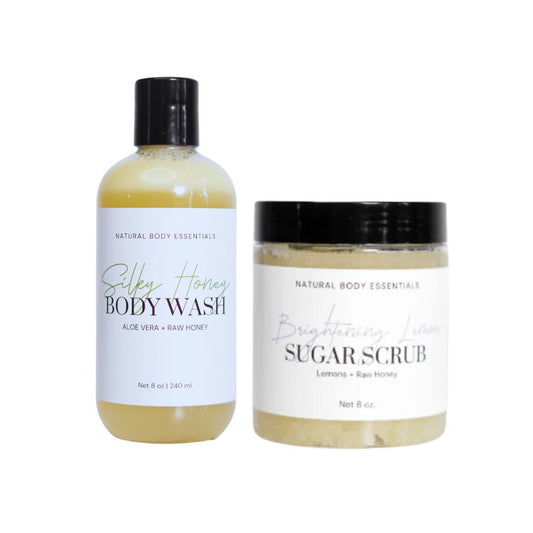 Body Wash & Brightening Lemon Body Sugar Scrub - Self Care Bundle